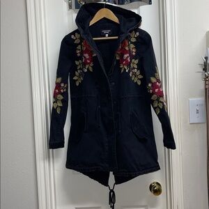 Johnny Was / Medhi Hooded Military Jacket / Boho Embroidered Jacket